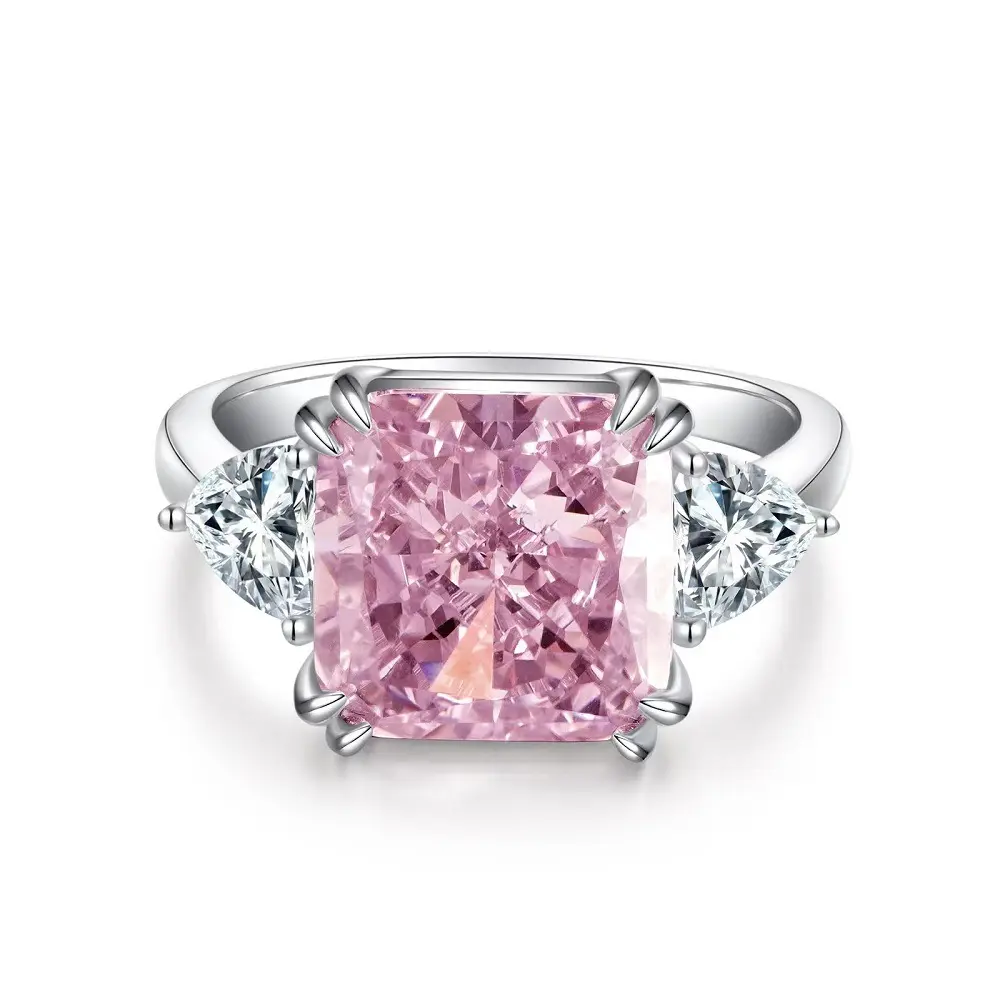 Nhẫn Cắt Hoa Băng Vuông, Bạc Sterling 925, 5CT, 【 T7 】