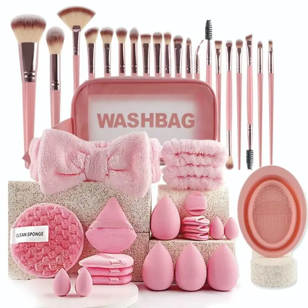 Soft 20/40pcs Makeup Tools Kit Headband Wristband Professional Cleaning Tool Comfortable Makeup Brushes