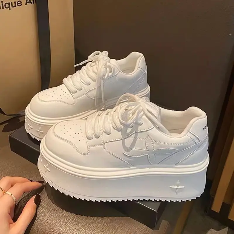 Giày Nữ Thể Thao Full Trắng Độn Đế 6cm FullBox Cao Cấp FUUTARA Sneaker Sport 5