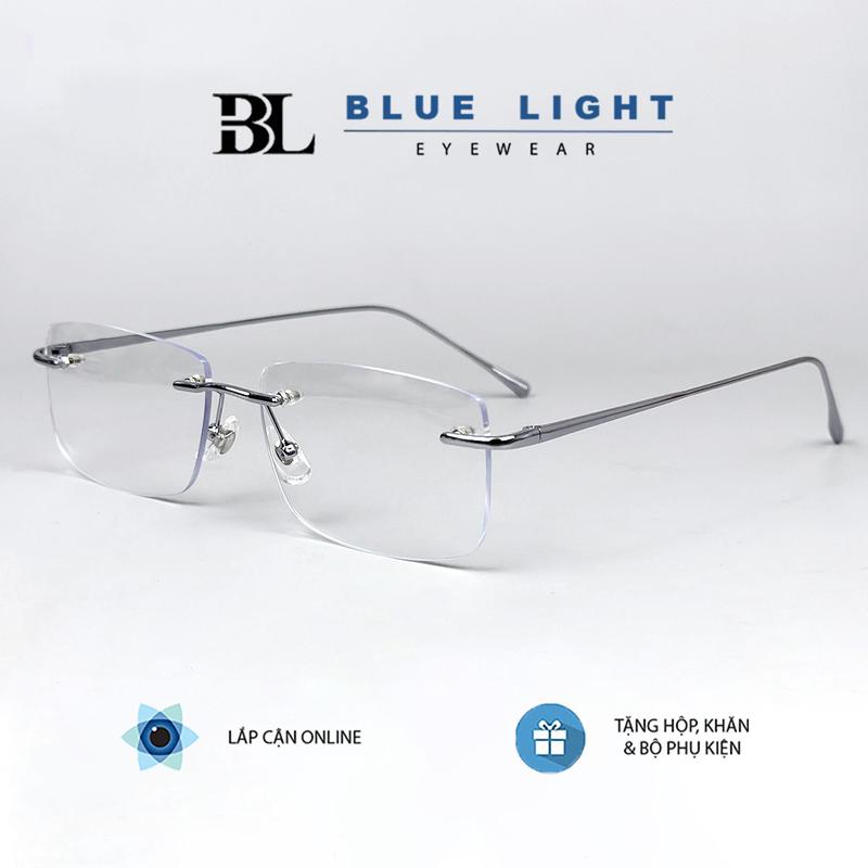 Gọng Kính Cận, Kính Giả Cận Nam Nữ BLUE LIGHT, Gọng Kính Khoan, Không Viền, Kim Loại Bắt Ốc Vít, Đơn Giản, Thanh Lịch