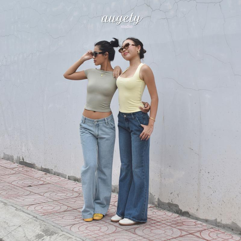 Quần Jeans Cạp Trễ Ống Loe Augety Studio CICI Jeans