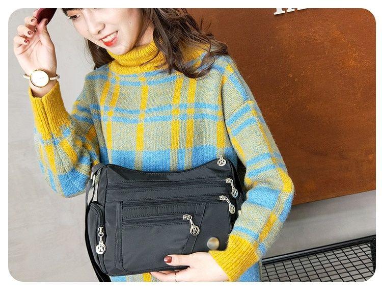 Product Introduction of Women's Bag Mother's Bag New 2025 Middle-Aged Women's Bag Nylon Canvas Bag Waterproof Multi-Layer Shoulder Messenger Bag 26