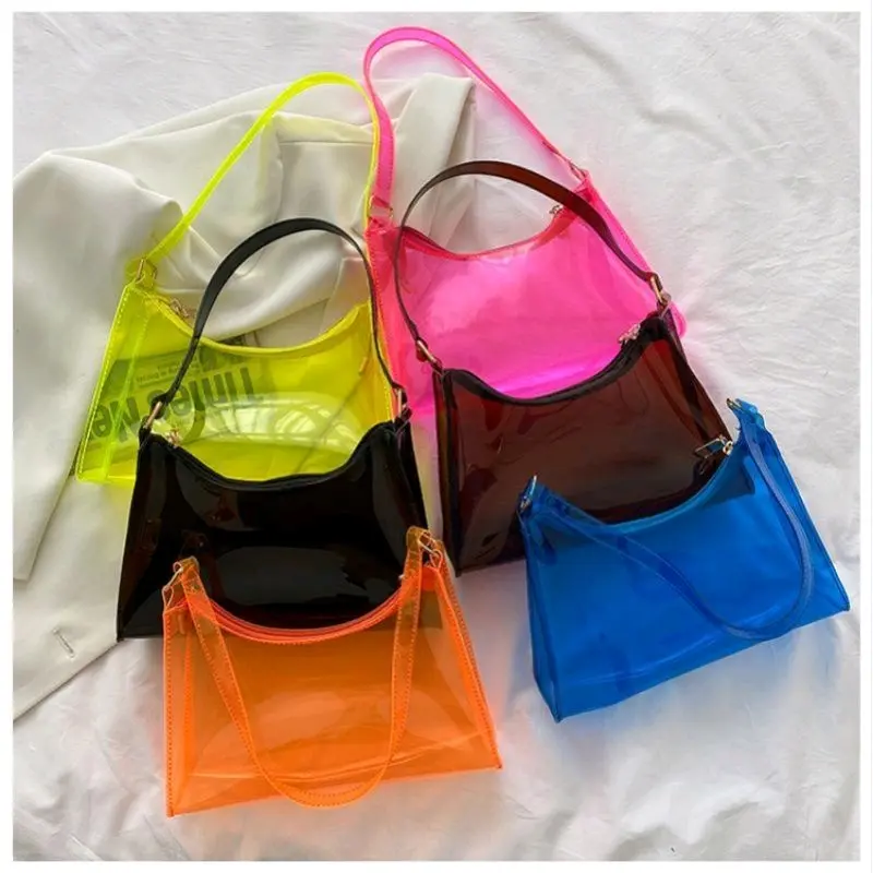 Tas Bahu Transparan Jelly PVC Mini Wanita Gaya Selempang - Slingbag