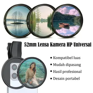 52mm Ultra-thin Lens Kit dengan Filter CPL ND 2-400 Grad Blue Orange Star Filter Kamera Ponsel Kompatibel iPhone Huawei Samsung Android iOS Universal