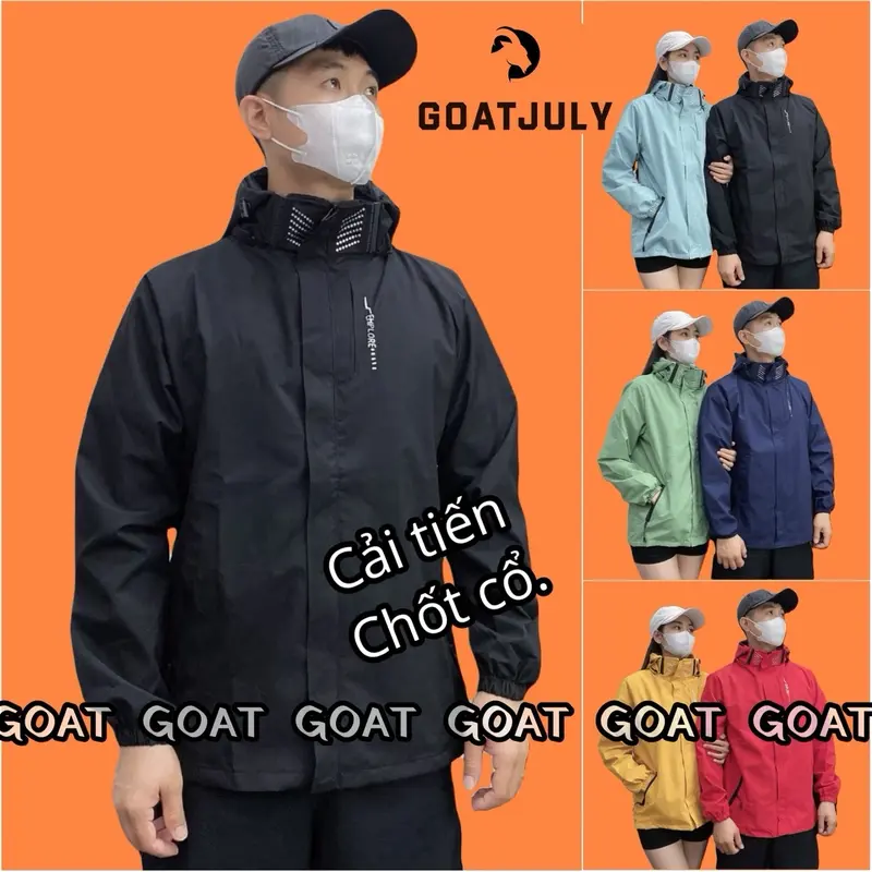 Áo Khoác Gió 2 lớp Chống Nước Cải Tiến Chốt Cổ Đứng, Nhiều Màu. Phong cách Hàn Quốc. Chống nắng, chống gió, đi phượt ... Tay Dài Menswear Nam Jacket Cổ Cao 0