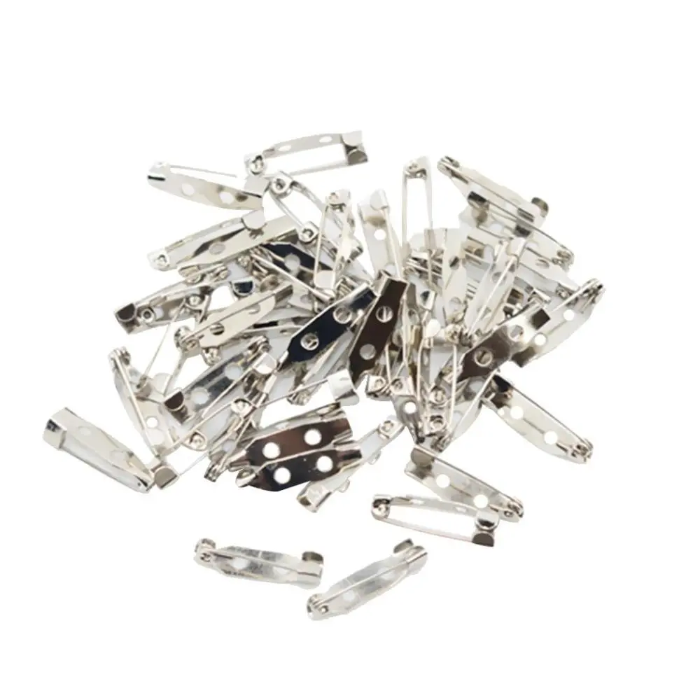 50pcs Silver 2cm Brooch Base Back Bar Pins Clasp For DIY Crafts Findings