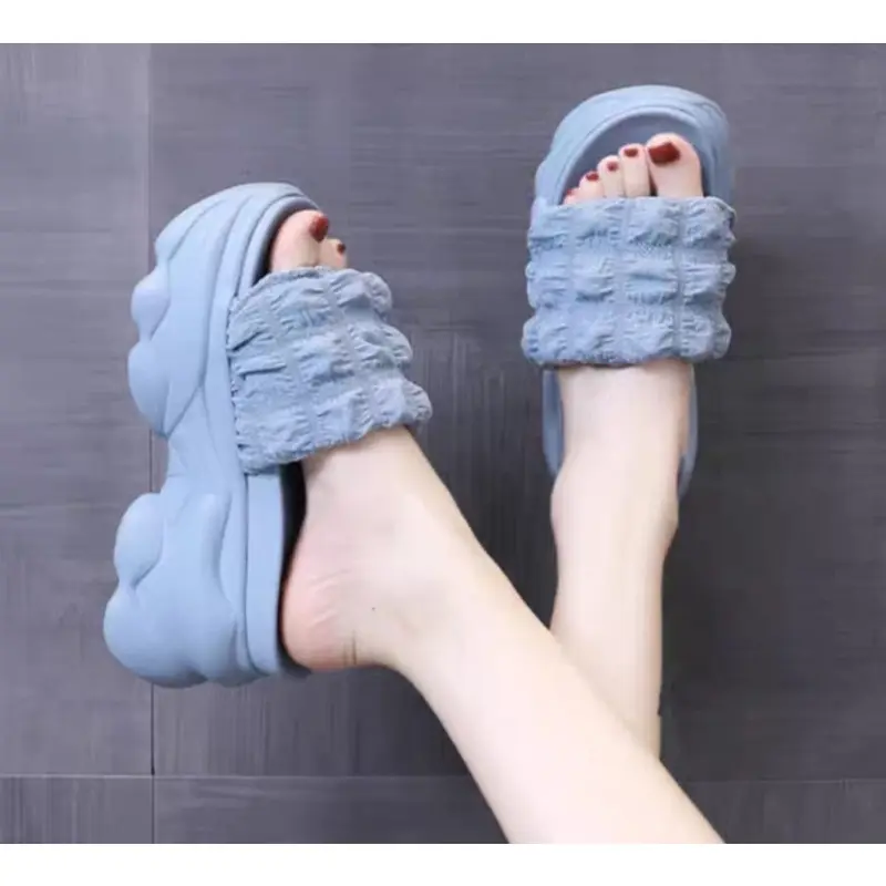 COD Bayar Ditempat Sandal Sendal Wedges Wanita Perempuan Hak Flatfrom Model Kokop Kotak Kain BM 521 2