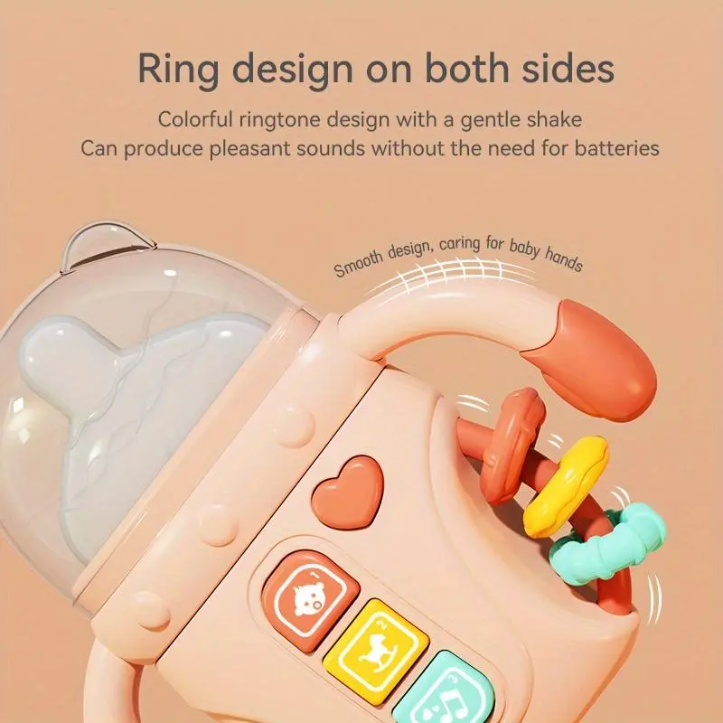 Baby Bottle Shaped Rattle Toy, 1 Count Cute Cartoon Baby Bottle Teether Toy, Music Bottle Rattle Toy, Baby Sound Toy, Birthday Gift 3