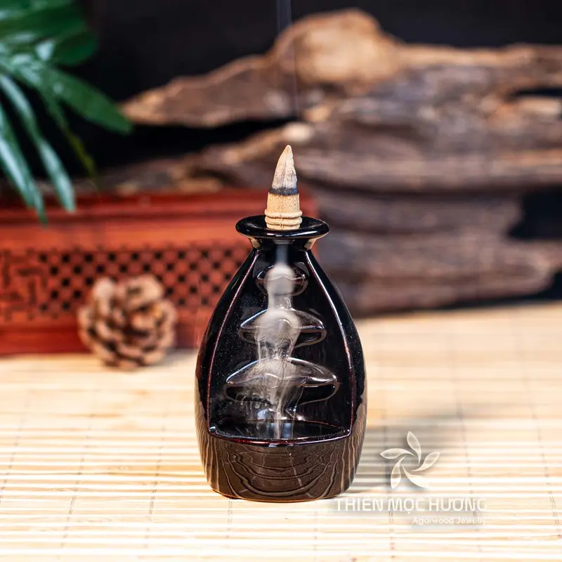 Thác khói xông nụ trầm hương Thiên Mộc Hương cao khoảng 10cm - Tiểu cảnh mini dùng xông nụ trầm khói ngược Dầu Thơm Phòng 8
