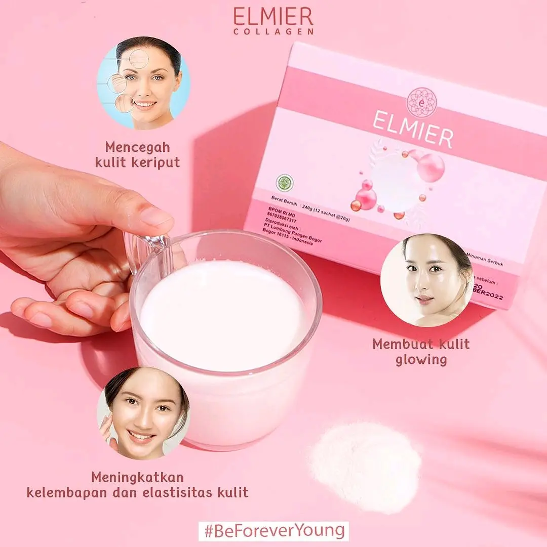 Elmier Collagen High Dosis (12 Sachet) - Minuman Kolagen Premium untuk Perawatan Kecantikan dari Dalam Tubuh