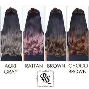 RSW HAIR CLIP RAMBUT PALSU WANITA HAIRCLIP RAMBUT SAMBUNG KOREA BIG LAYER LURUS WAVY CURLY WARNA OMBRE GRADASI Coklat Hitam