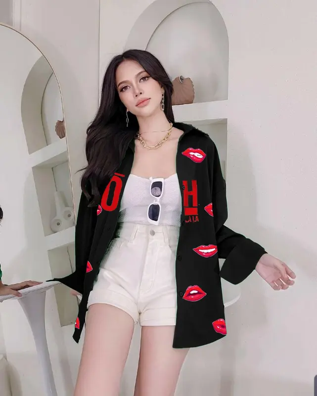 Kemeja Wanita XXL Lips Ohlala Atasan Wanita Jumbo 2