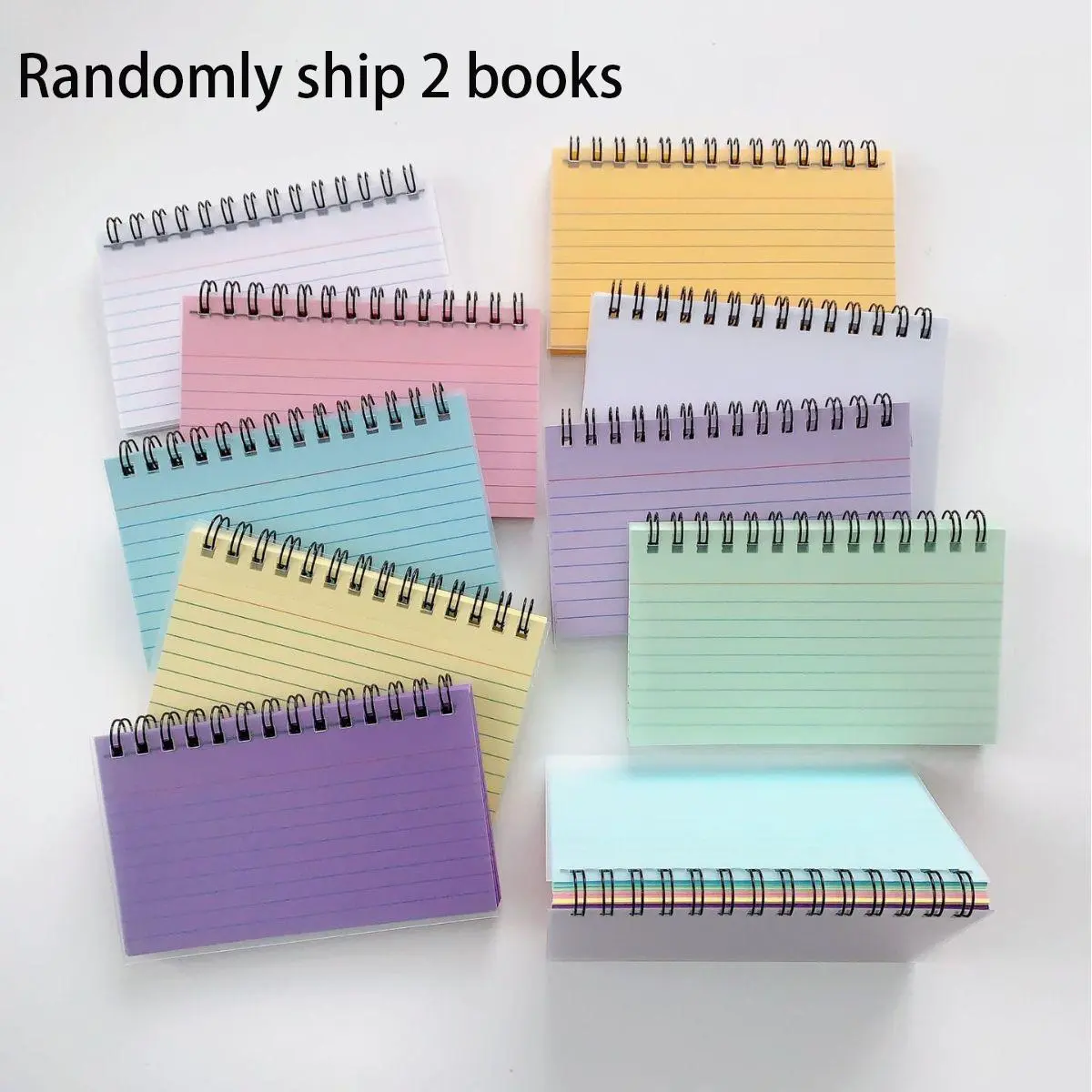 Random Color Spiral Notebook (2 Counts), Tearable Coil Notebook, Index Card Notebook, Pocket Notebook, Office Stationery Supplies