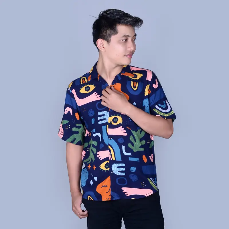 Kemeja Motif Rayon Pria Wanita Lengan Pendek Bahan Katun Rayon Premium Atasan Casual Distro Baju Surfing Pantai Cowok Santai Hem Dewasa Panjang standard z8 dapat dicuci dengan mesin wulu putih 6