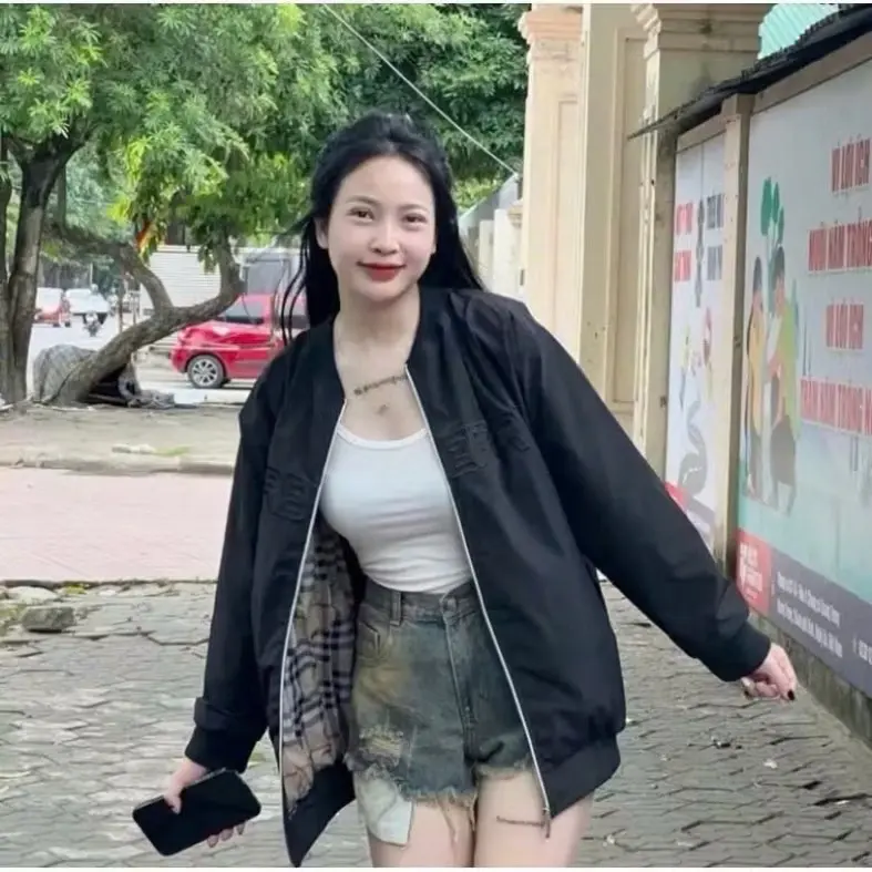 Áo Khoác Dù 2 Lớp Chữ Thêu Lót Kẻ Form Unixec Cho Cả Nam Và Nữ Chất Gió 2 Lớp Top Women Men