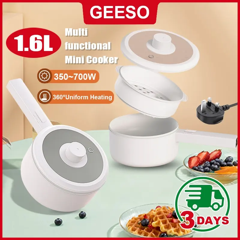 DQRGO 1.6L Multifunctional Mini Cooker Electric Rice Cooker Hot Pot Non Stick Ceramic Frying Pan Kitchen 700W Periuk Nasi Pot