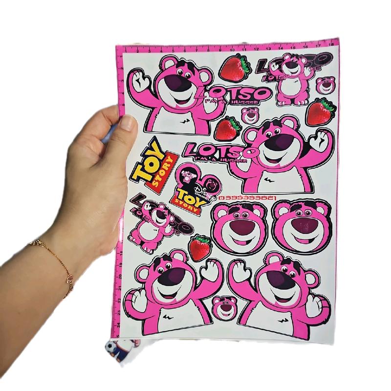 Tem logo sticker gấu dâu loste trọn bộ A4 dán trang trí xe máy Nhãn Dán