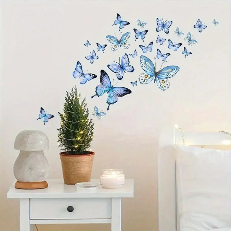 Butterfly Pattern Wall Sticker, 2 Counts/set Removable Self-adhesive Wall Sticker, Decorative Sticker for Home Bedroom & Living Room & Classroom