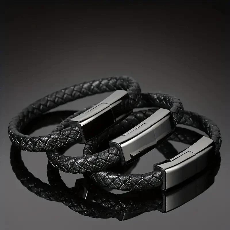 Product Introduction of USB Charging Bracelet Cable Fashion Double Braided Wrist Data Charger Cord For IPhone Type-c Micro Mobile Phone usb  charging 0