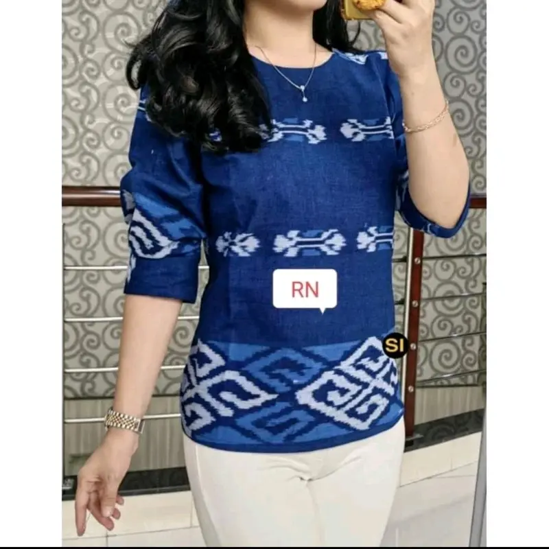 Atasan Tenun  Motif Tenun Kantor Wanita Baju Hitam 5