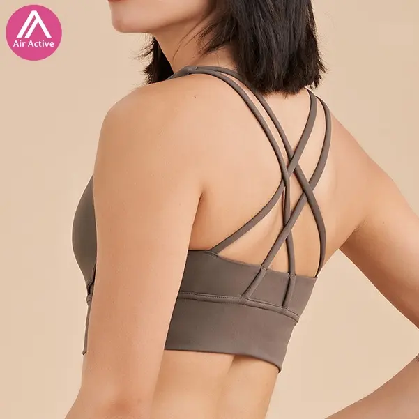 Air Active Padded Yoga Bra Sports Bra Cross Back Good Support Bra