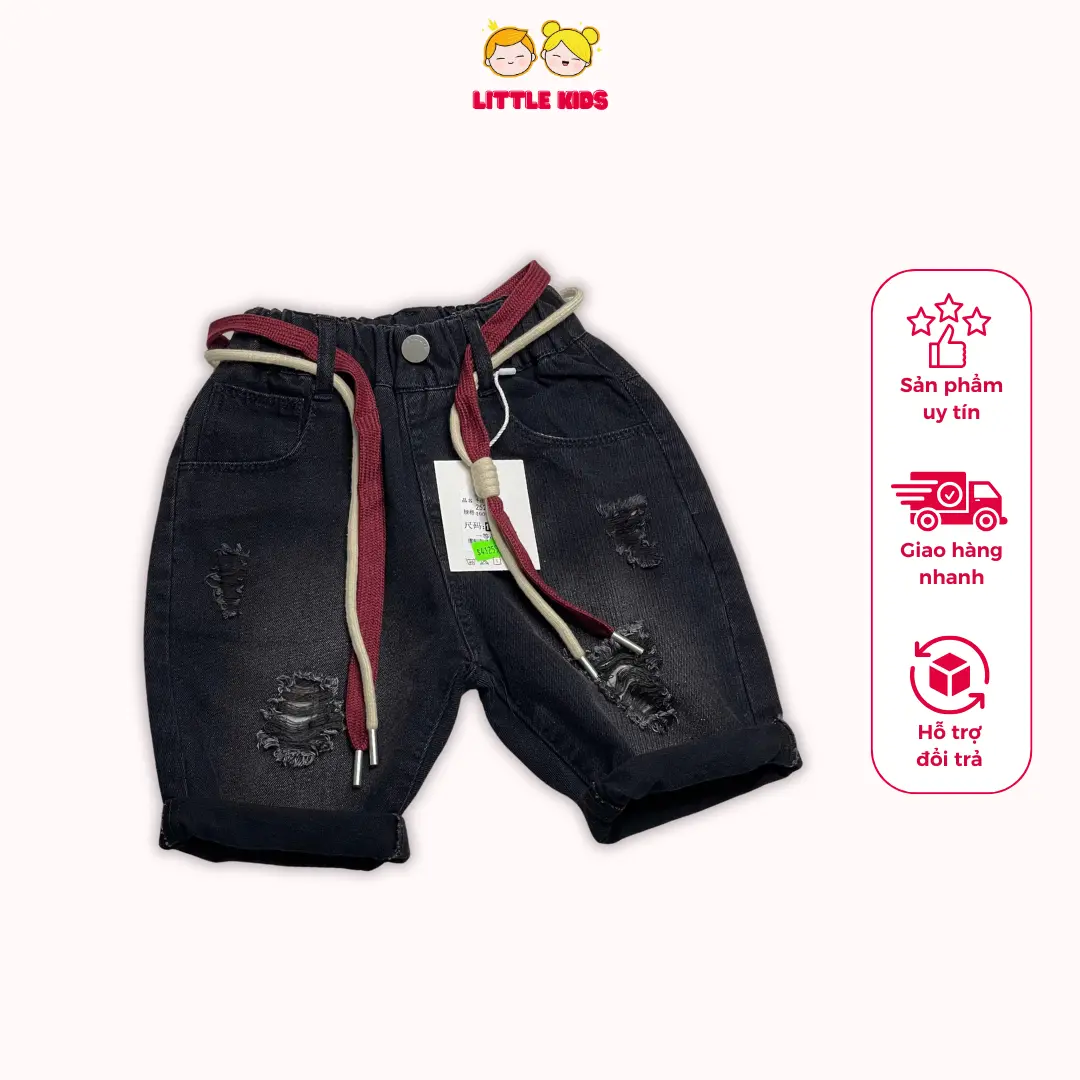 [ Little Kids ] - Quần jean đen rách cực chất, phong cách hàn quốc cho bé trai
