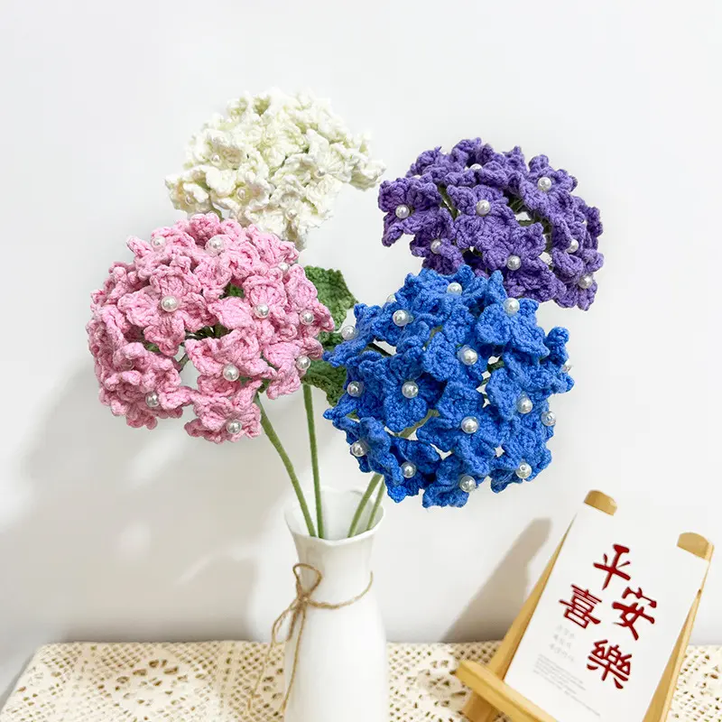 Handmade knitted yarn, embroidered ball, simulated flower, home decoration, flower bouquet, wedding and holiday gifts, woven flowers as souvenirs