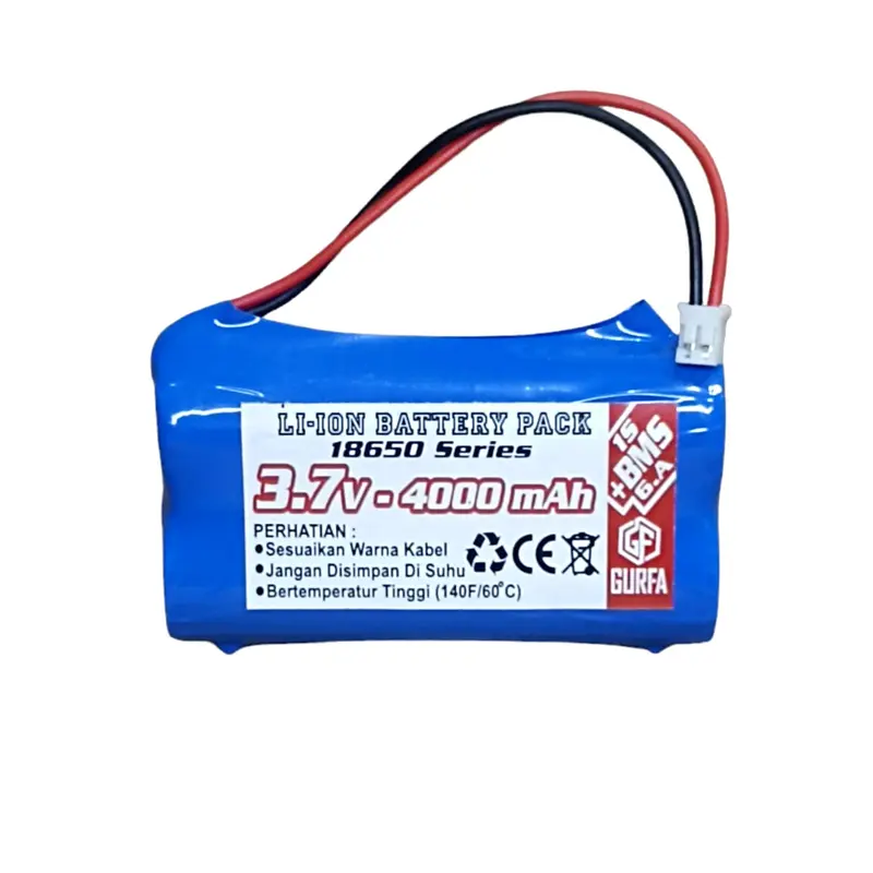Baterai RC / Baterai Speaker & Alat Elektronik Lainnya 2X 18650 4000mAh 3,7V BMS 1S 6A  SOKET JST PH 2.0 2 PIN 4