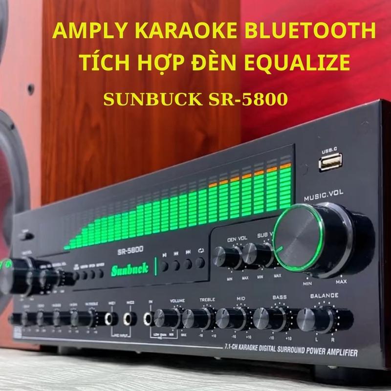 Amply karaoke bluetooth Sunbuck SR 5800. Âm ly công suất lớn đánh loa bass 30, bảo hành 12 tháng  Led