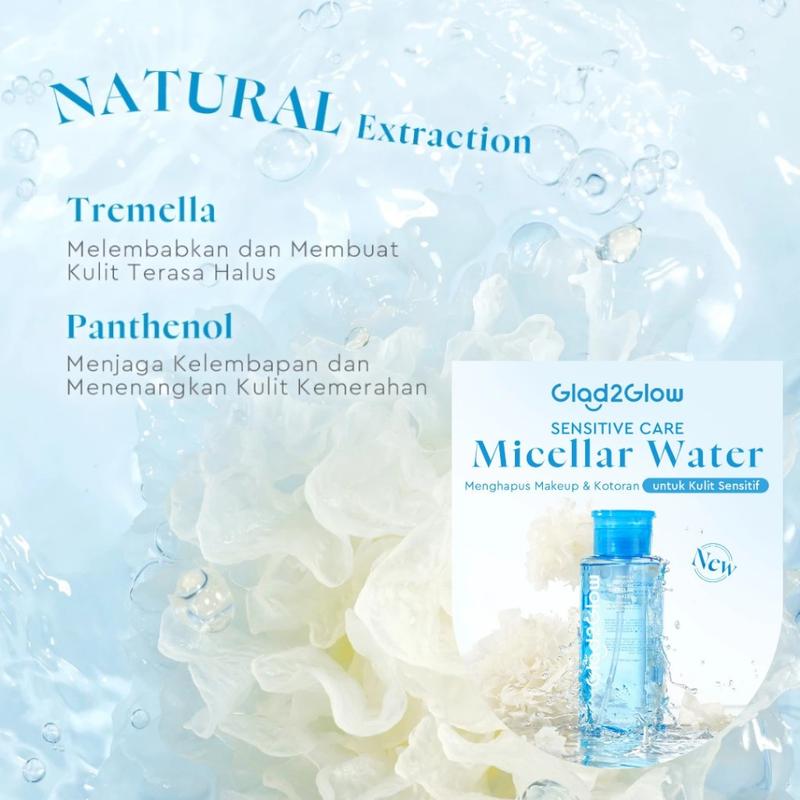 GLAD2GLOW Micellar Water Series | Makeup Remover | Pembersih Wajah | Cherry Blossom | Yuja Vit C | Mugwort Acne | Tremella Panthenol 5