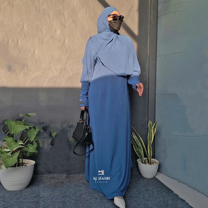 Jembarmuslim Asmah Set Gamis Syari Remaja Wanita Muslim Aesthetic Modis Exclusive Terbaru Crinkle Airflow Simple Casual Formal Wudhu Friendly Variasi  Warna Hitam Dress Basic Motif Panjang Outer Mewah Outer Mewah Kondangan 4