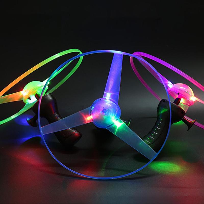 LED Lighting Frisbee Propeller Helicopter Toy Pull String Flying Saucer UFO Children's Outdoor Luminous Toy 1