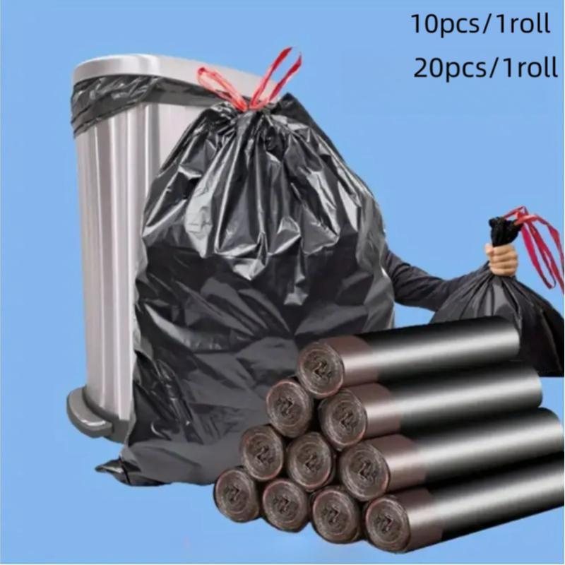 35 Gallon Trash Bag, 10pcs/20pcs/roll Thick & Durable Household & Commercial Garbage Bag, Large Capacity Drawstring Bin Bag 8