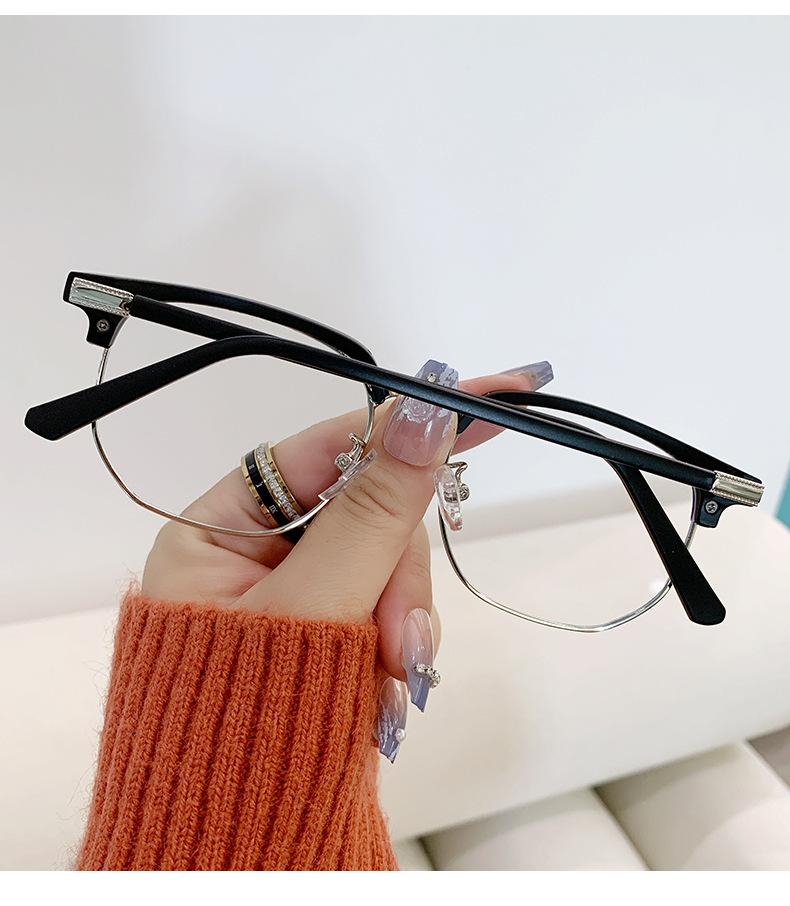 Product Introduction of New Retro Personalized Eyebrow Frame Men's Business Leisure Trend Half Frame Female Anti Blue Light Glasses Plain Glasses for Bare Face 15