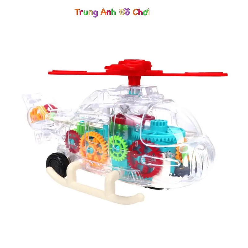 Đồ Chơi Máy Bay Trực Thăng Cơ Khí Trong Suốt Với Bánh Răng Di Chuyển Có Đèn Và NhạcToy  AG99L19 0