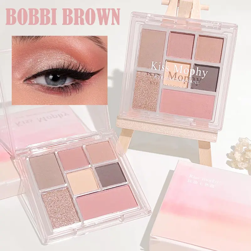 7 Color Eyeshadow Palette, 1 Count Matte & Shimmer Eyeshadow Palette, Long Lasting Eye Makeup Palette, High Pigmented Blendable Eyeshadow Powder 5