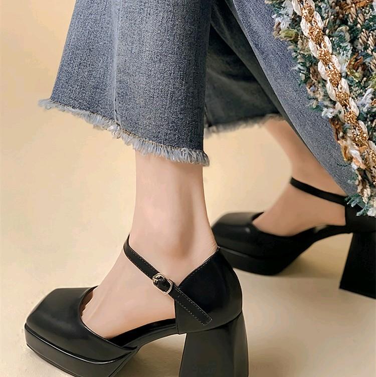 Product Introduction of (Phúc Minh) GIẦY Cao Gót Nữ Bít Hậu Trơn Chất Liệu Da Mờ Mũi Vuông 10 phân (Phom rộng) Shoes giàycaogót DéP giay cuoi bup Women giay  7 4