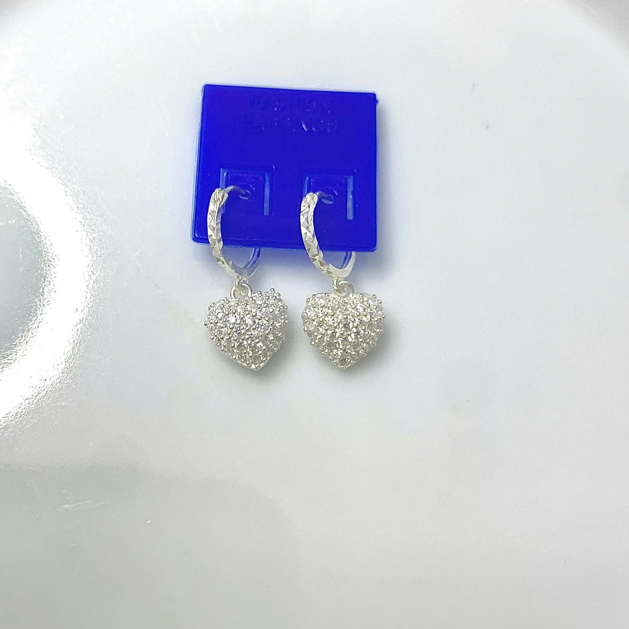Bông tai tim phồng đính đá bta hmj Women Khuyên Tai Nữ Hoa Tai