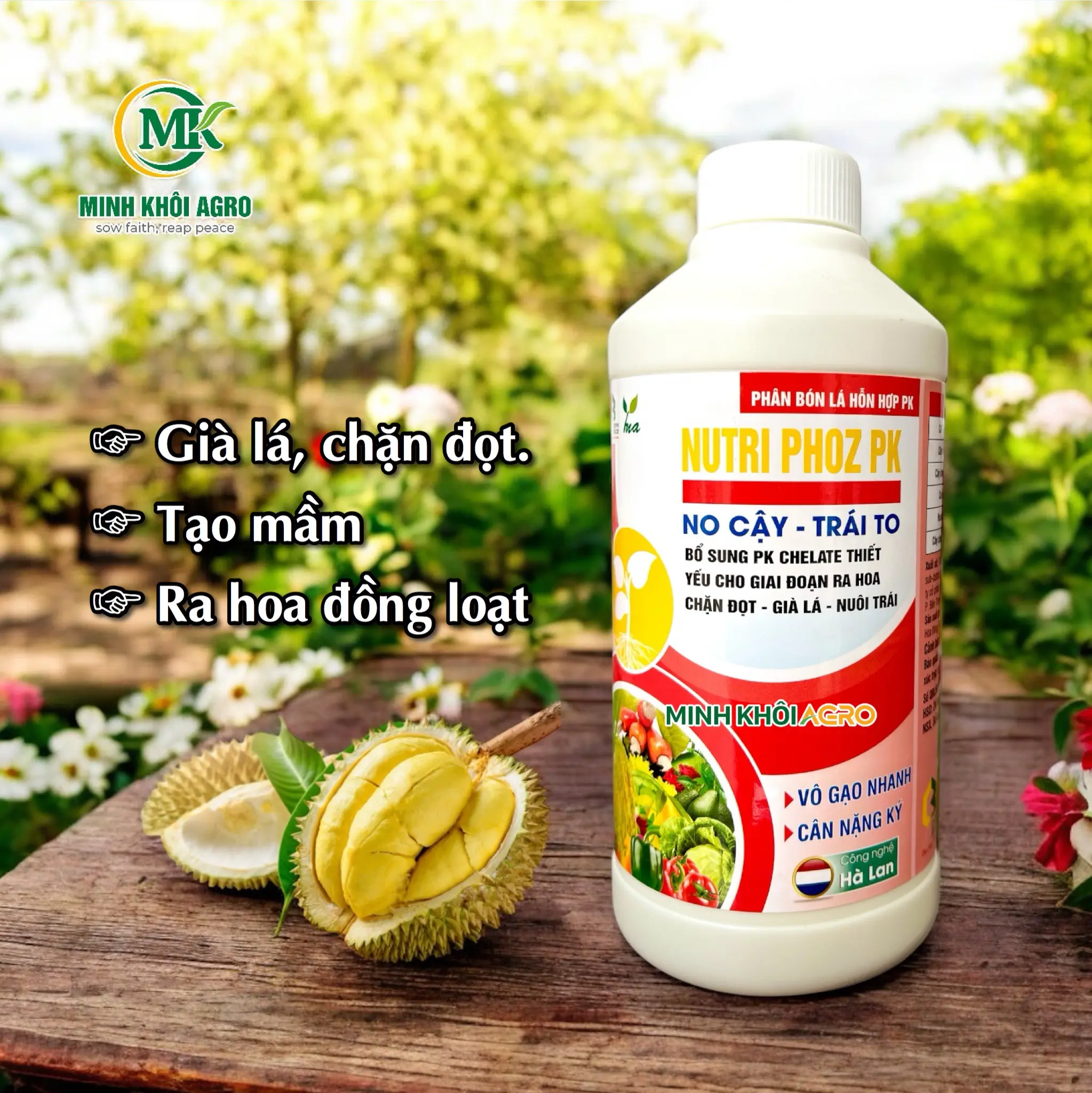 Phân bón lá Nutri Phoz PK | Hoa nhiều, trĩu quả