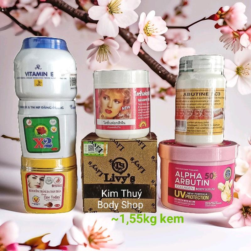 [7 Món Dưỡng] Bộ Sản Phẩm Kem Trộn Bộ ~1,55kg kem hỗ trợ dưỡng trắng da - Dưỡng Cho Da Đã Bật Ton,Dưỡng Lâu Dài Dưỡng Da Body Làm Đẹp Da Kem Body Dưỡng Body