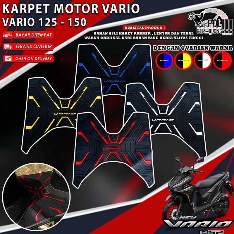 KARPET VARIO 125 150 ABS CBS ISS OLD NEW BORDES ALAS KAKI PIJAKAN TATAKAN MOTOR HONDA V125 V150 ANTI LICIN PREMIUM ACCECORIES AKSESORIES MOSCOW Sporty 1