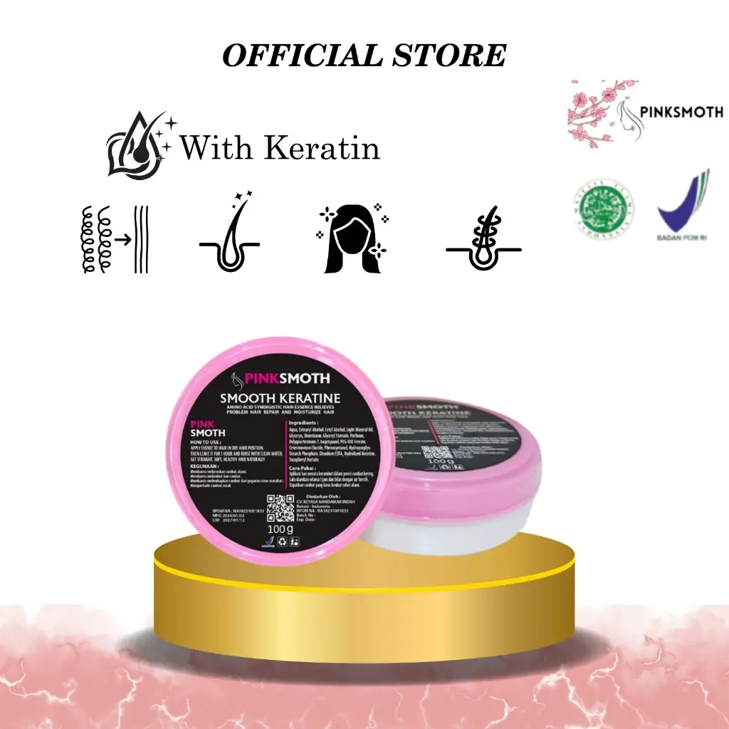[BPOM] PINK SMOTH SMOTING KERATIN RAMBUT 100ML