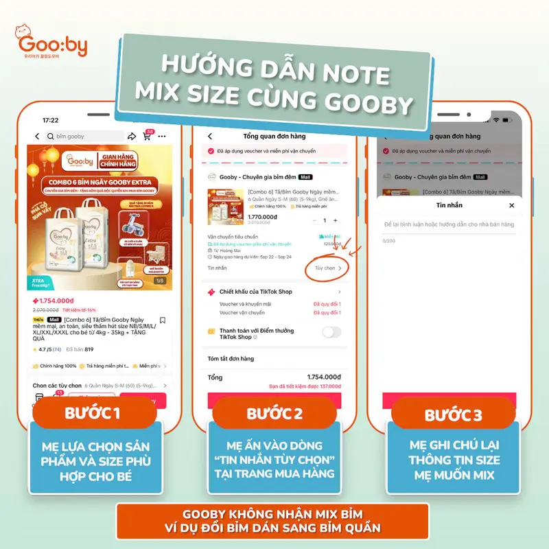 [Combo 8] Tã/Bỉm Gooby Ngày và Đêm mềm mại, an toàn, siêu thấm hút size NB/S/M/L/XL/XXL/XXXL cho bé từ 4kg - 35kg + Quà tặng 4