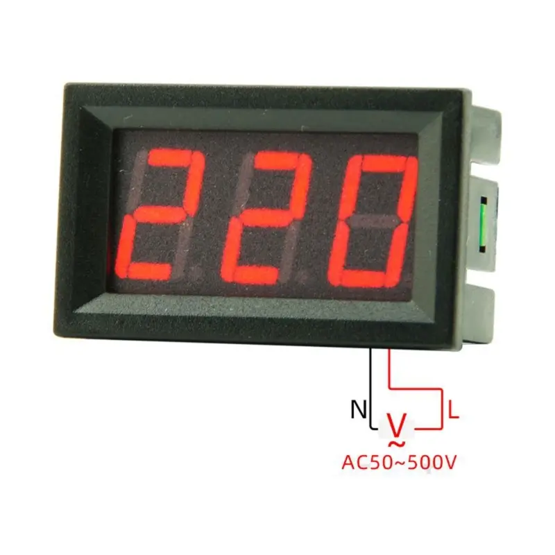 Đồng Hồ Đo Điện Áp, Thông Dụng Qin, AC 220V / 380V, Vôn Kế, Đo Điện Áp 50-500V, Màn Hình LED Kỹ Thuật Số 0,56in, Máy Kiểm Tra Điện Áp, Bao Gồm Cáp Nguồn