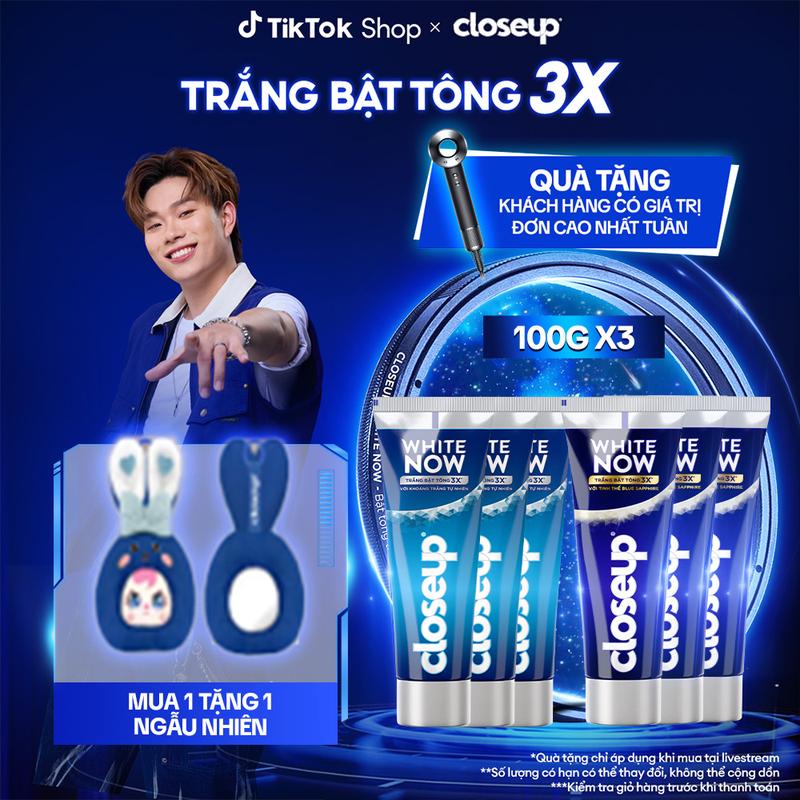 [FS] Combo 3 Kem đánh răng Closeup White Now - Trắng Bật Tông 3X từ Công nghệ Ánh Sáng Xanh - Tinh Thể Blue Sapphire 100g [3]