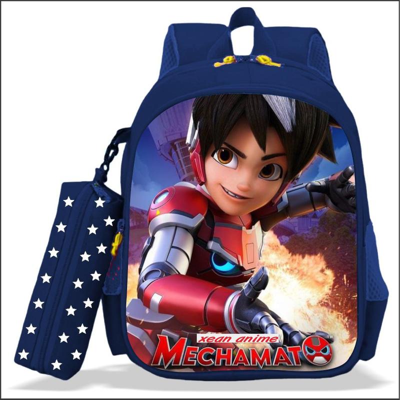 Tas Ransel Sekolah Anak Laki-Laki TK dan SD Karakter MECHAMATO Kualitas PREMIUM Bisa COD dan BONUS Tempat Pensil 3