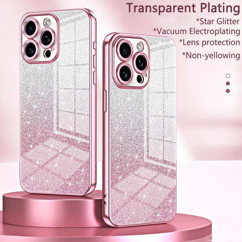 Product Introduction of Glitter Phone Case, 1 Count Fashion Phone Protective Cover, Phone Accessory Compatible with iPhone 14 15 Pro Max 12 13 Pro Max 1