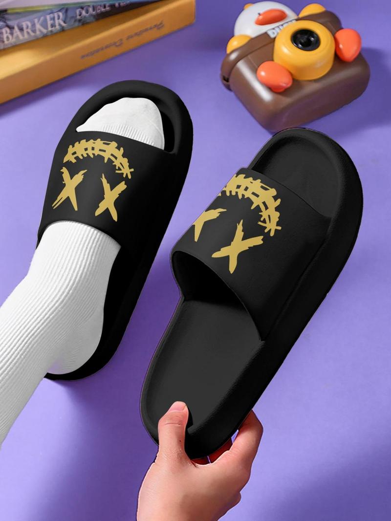 Product Introduction of Men's Fashionable Casual Letter Print Soft Slippers, Casual Comfortable Home Bathroom Slippers, Outdoor Wearable Slide Slippers, Footwear, Summer 2025 Walking Shoes As Gift, Couples Gifts 11