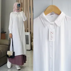 Zalfaoutfit NEYLA long tunik rayon twill Kancing Muslim