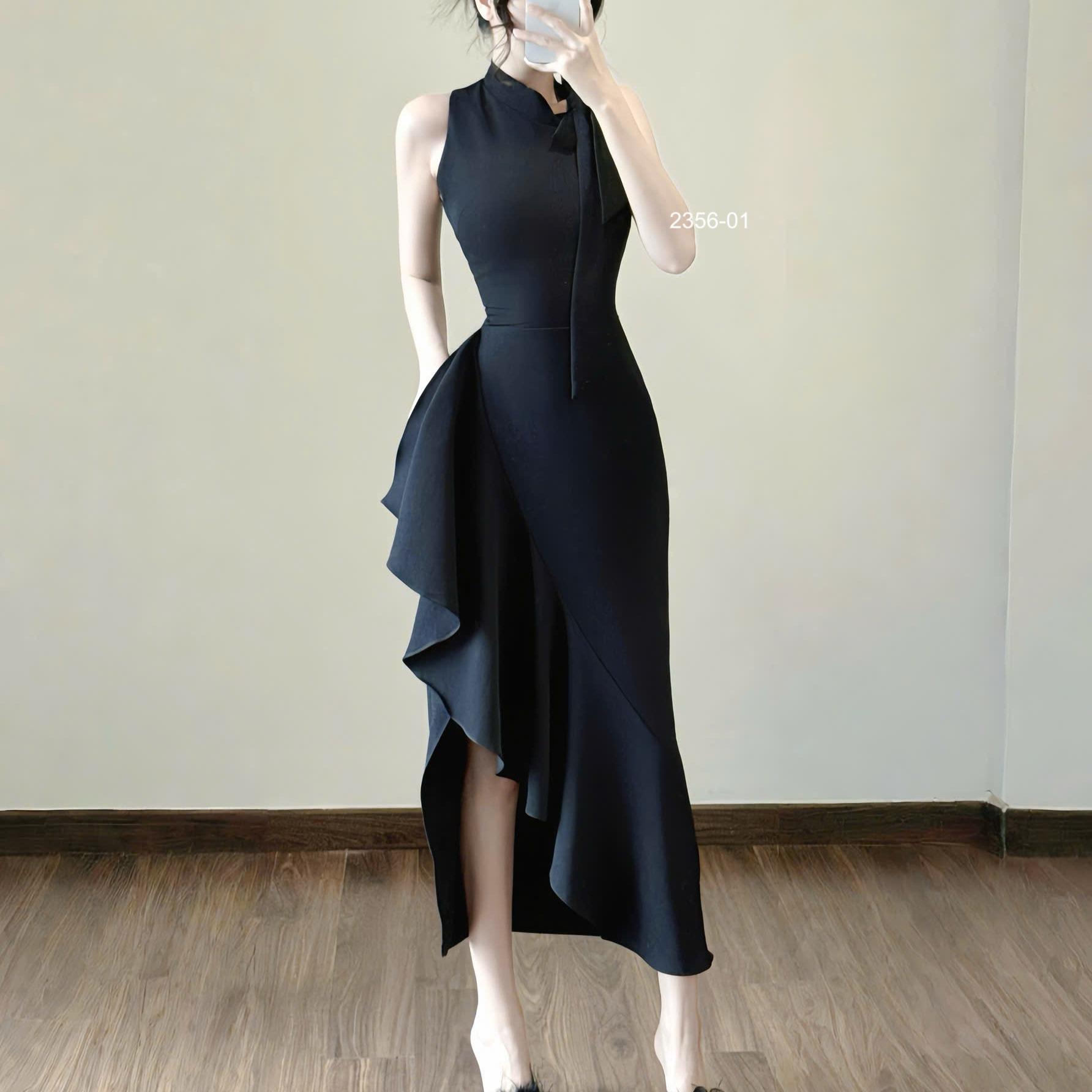 [MAISEY 2356] ĐẦM ĐI TIỆC CỔ YẾM XOÈ LỆCH TÀ SANG TRỌNG